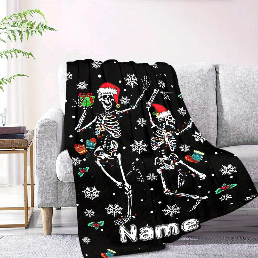Christmas Skeletons Home Custom Blankets Cozy Soft Lightweight Multipurpose Blanket For Picnics Sofas Offices Beds Living Rooms Perfect Gift For