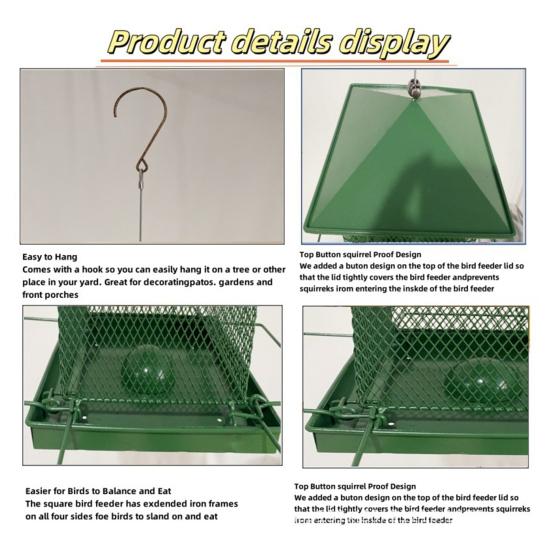 Металлическая кормушка для птиц для улицы, подвесная железная кормушка для диких птиц, защищающая от белок, для сада, двора, украшения заднего двора