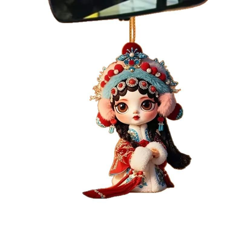 Acrylic Flat Surface Huadan Peking Opera Pendant For Auto Decoration