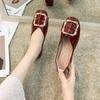 Обувь для женщин 2024 года, красные мокасины, женская летняя обувь, плоская подошва, квадратный носок, низкий каблук, элегантная мода, удобная, распродажа A