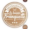 [A0665] - Burlap Placemat 'La Bonne Franquette' Beige White - 38 Cm
