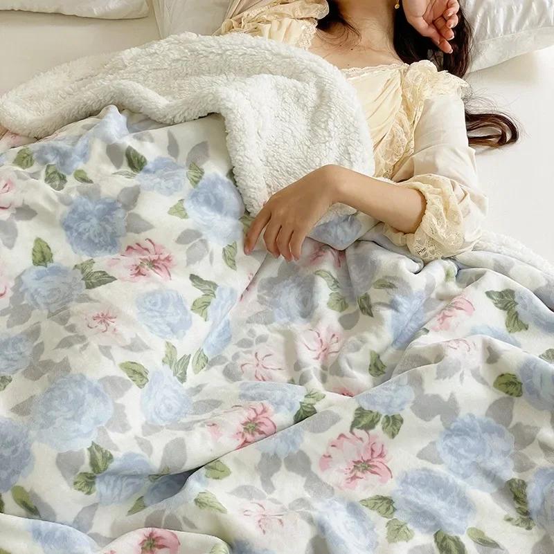 Молочное бархатное одеяло детское одеяло утолщенное бархатное одеяло ягненка утолщенное двухстороннее бархатное обеденное одеяло
