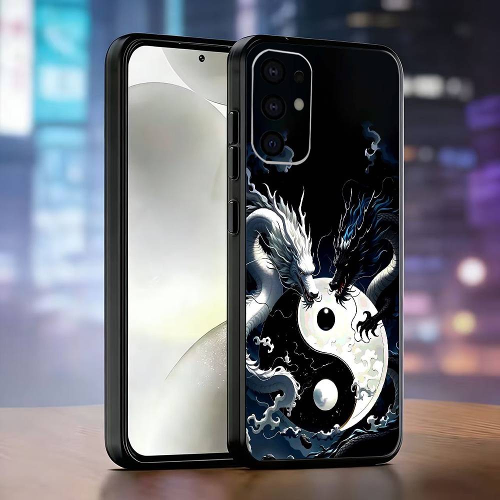 Японский Арт Дракон Инь Ян Чехол для Телефона Для Samsung S25,S24,S21,S22,S23,S30,Ultra,S20,Plus,Fe,Мягкий Силикон Черный Чехол