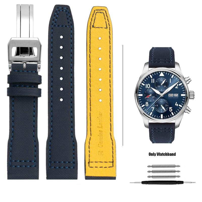 Кожано-нейлоновый ремешок для часов IWC Pilot Little Prince Mark IW388103 IW378005/003/001 Быстросъемный ремешок из коровьей кожи 20 мм 21 мм
