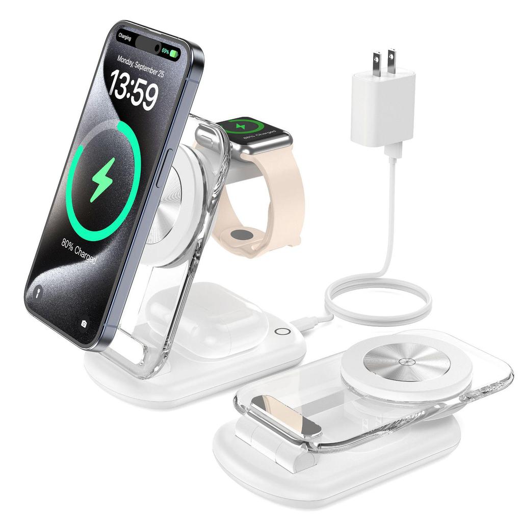 Складное магнитное беспроводное зарядное устройство 3-в-1 для устройств Apple