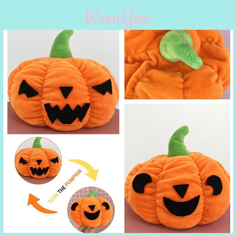 Unique Flip-over Pumpkin Plush Toy Cartoon Style Short Plush Material 18cm Tall