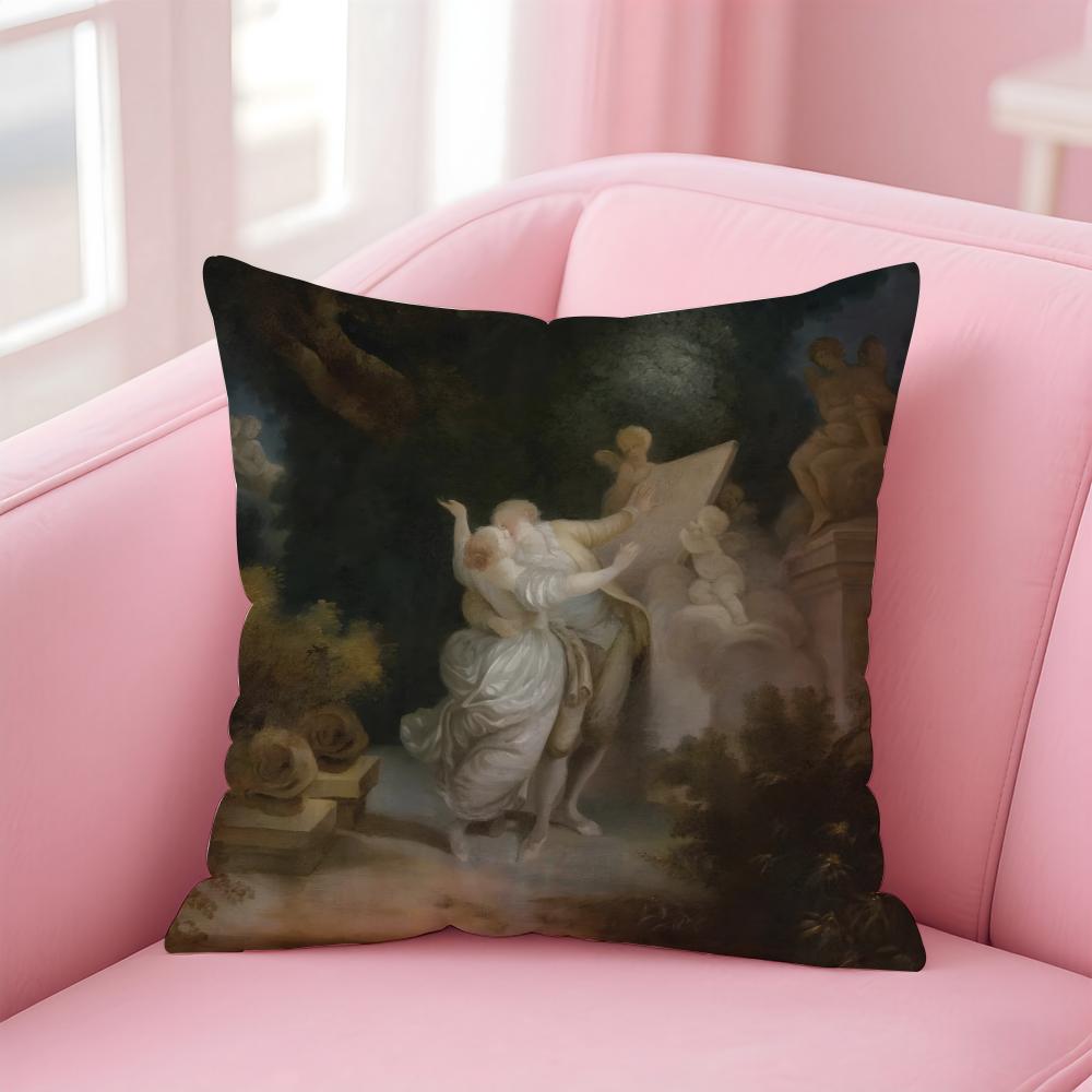 rococo JJean Honore Fragonard Cushion Cover Pillow Case Soft Skin Friendly Fabric Comfort Concealed Zipper