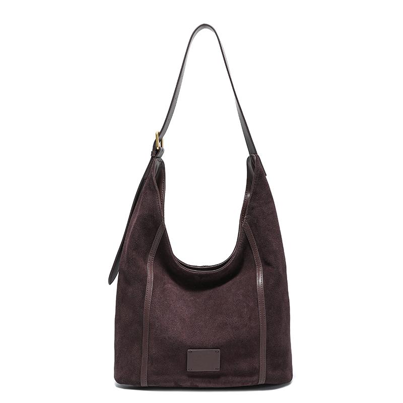 Ladies Suede Cow Genuine Leather Underarm Bags Women Soft Cowhide Vintage Shoulder Bag  Female Fashi Luxury Designer Handbags