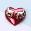 Red Couple Love Brooch Alloy Imitation Enamel Peach Heart Pin Suit Accessories Retro Fashion Corsage Woman