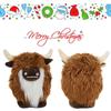 Adorable Plush Highland Cow Decorative Figure With Brown And White Facial Features