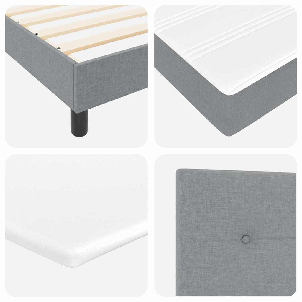 Boxspring Bed with LED Light Strips Light Gray 200 x 200 cm Fabric