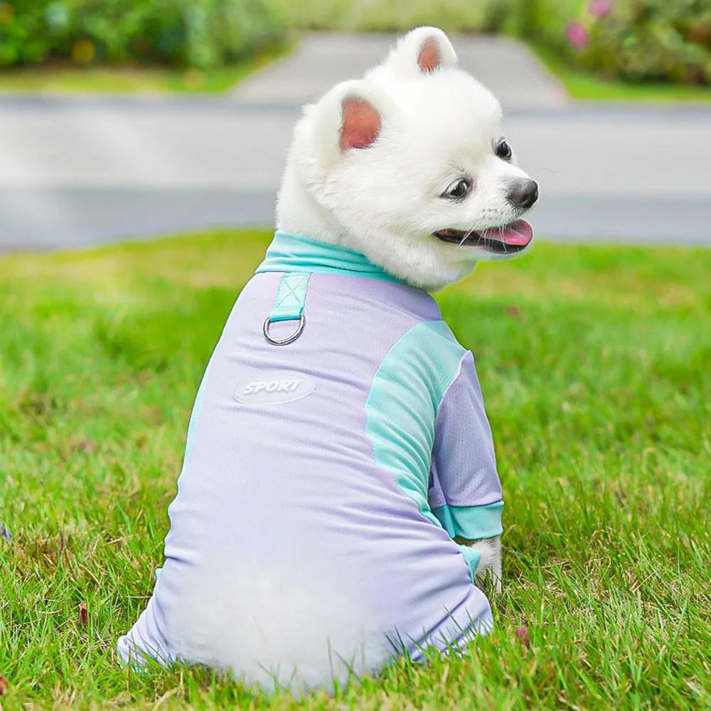 Soft Sport Dog Jumpsuit Mesh Breathable Ice Silk Pajamas Summer Cooling and Sun Protection Clothes for Pet Cat Dog Cool Clothes