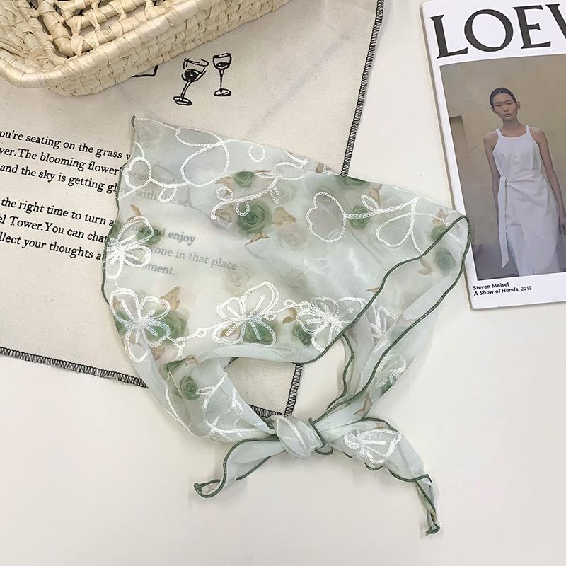 Headscarf Xia Women's Pastoral New Versatile Silk Scarf High-end Sense Multi-use Antique Headband Hair Accessories Headgear Triangle Scarf Waist Tie