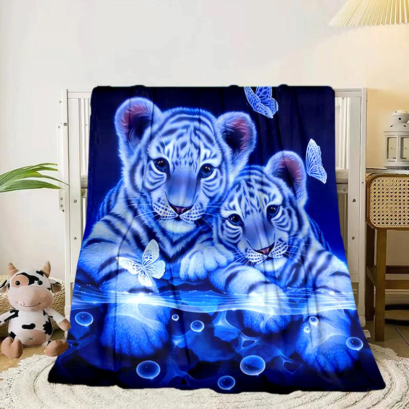 White Tiger Family Blanket Flannel Blanket for bed, sofa, Camping, Hiking, Picnic Essentials, gift for family Fan gifts