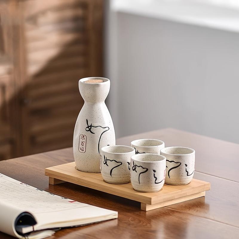 Прозрачный винный набор в японском стиле, керамические бокалы для вина, бутылки для вина для ресторана, элитный подарочный набор для горячего или холодного вина