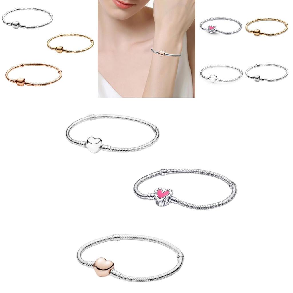 Браслет Pandora с застежкой-короной в форме сердца из розового золота, стильный и прочный, подарок