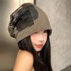 Niche retro cloth stickers stacked hat women's summer thin loose face small cold hat versatile big head circumference bag head hat