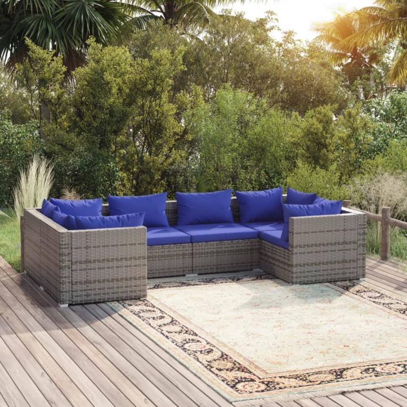 Day and Night - Day and Night 6-piece Garden Sofa Set and Gray Synthetic Rattan Cushions