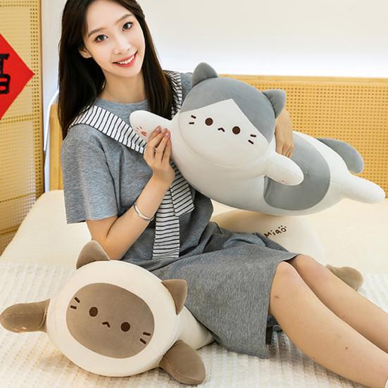 Длинный Плюшевый Кот Подушка Мягкая Кошка Подушка для Объятий Милая Киска Декоративная Подушка Мягкая Игрушка