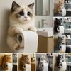 Wall Mounted Toilet Paper Holder Simple Installation Realistic 3D Printed Cat Paper Towel Holder Bathroom Decoration