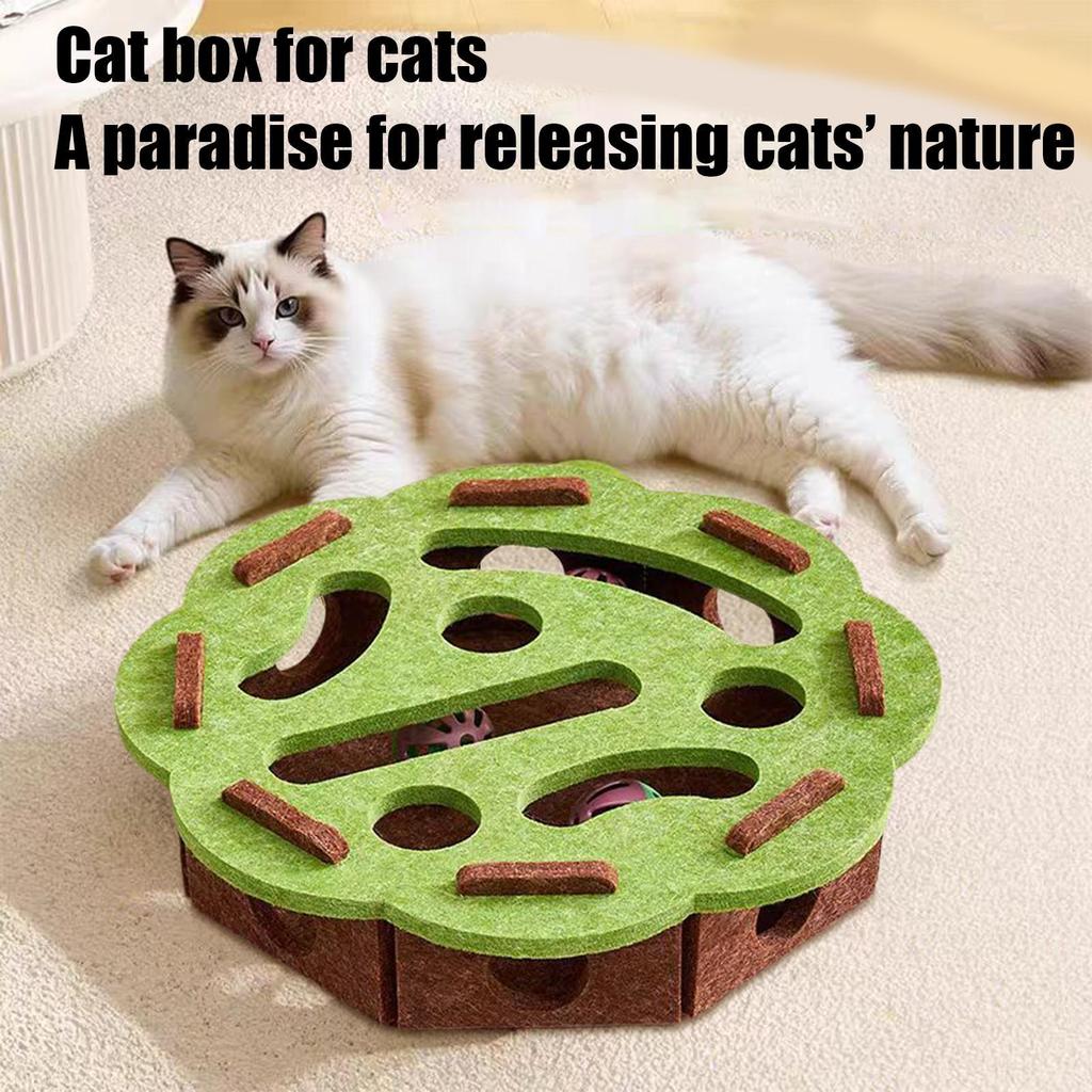 Cat Puzzle Toy Stimulating Cat Toys Puzzle Scratcher Felt Pet Supplies with Bell Kitten Accessories Maze Game for Enrichment