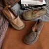 Spring and Autumn New Handmade Soft Leather Single Shoes Women's Retro Round Head Flat Bottom Soft Sole Ugly Cute Shoes