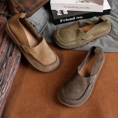 Весенне-осенние новые туфли из мягкой кожи ручной работы, женские ретро туфли с круглым носком, на плоской подошве, с мягкой подошвой, уродливо-милые туфли