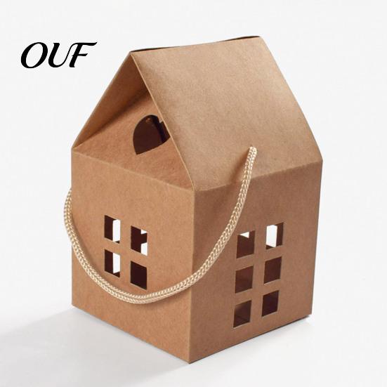 Event Table Centerpiece Decor 10PCS House Shape Cardboard Candy Boxes, Hollow Window Design Containers Decorative Gift Boxes for Weddings with