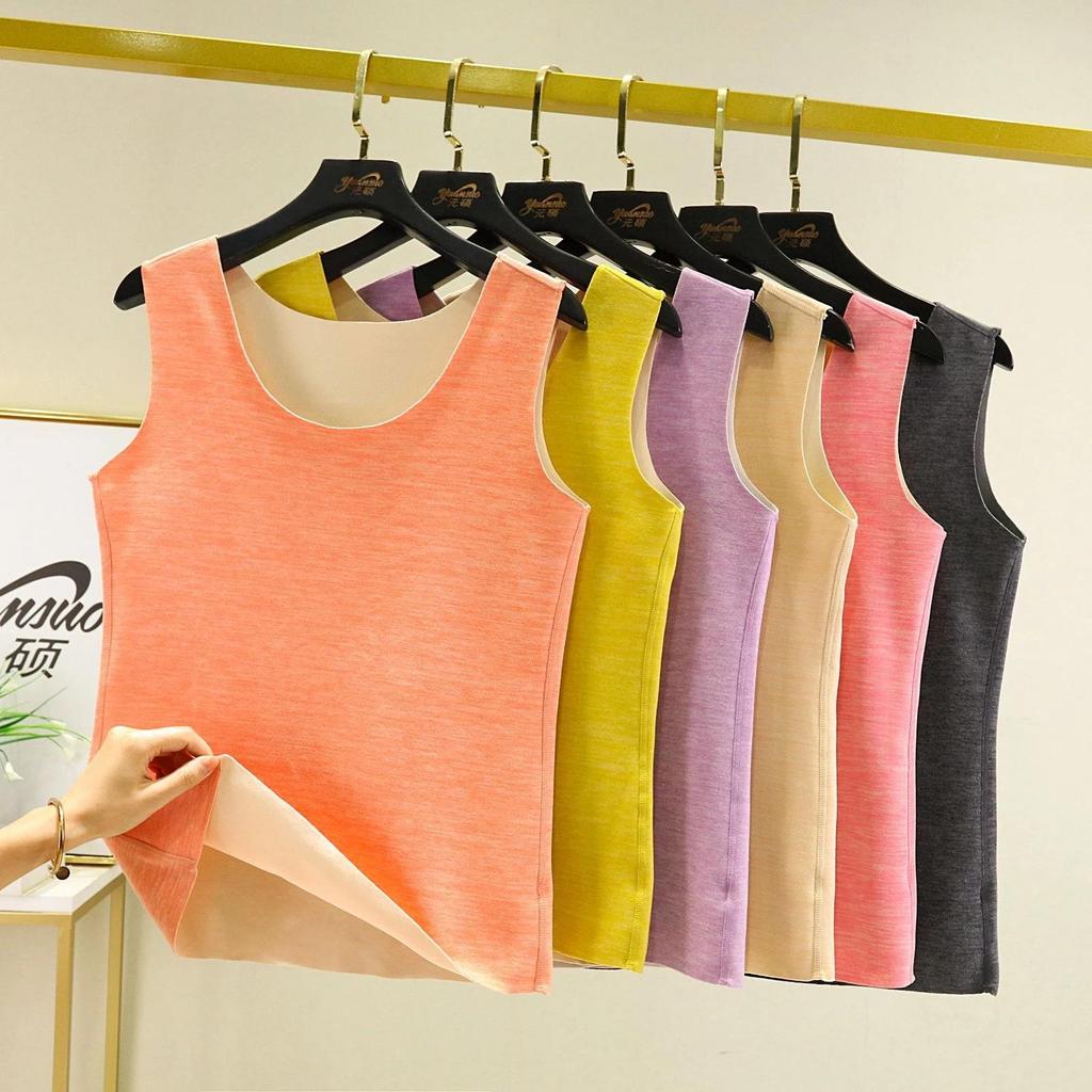 Thermal Vest for Women Sleeveless Sexy Winter Inner Wear Crew Neck Warm Underwear Female Undershirt Seamless Solid Body Top Slim