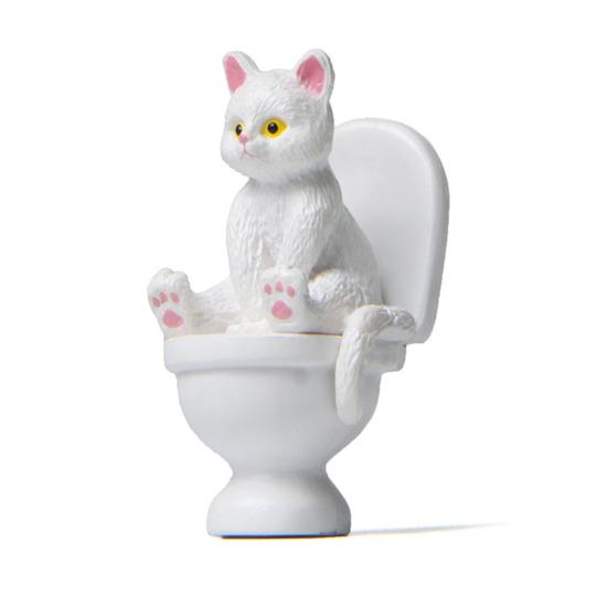 Rust-proof Mini Cat Model Useful Decoration Accessories Vivid Expression Toilet Sittting Posture Party Favor School Project Figures