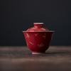 Красная керамическая пиала, фарфоровая супница для чая, ручная работа, чаша с орхидеями, китайский кунг-фу, гайвань для чая, ретро чайная посуда, посуда для напитков, чайная церемония