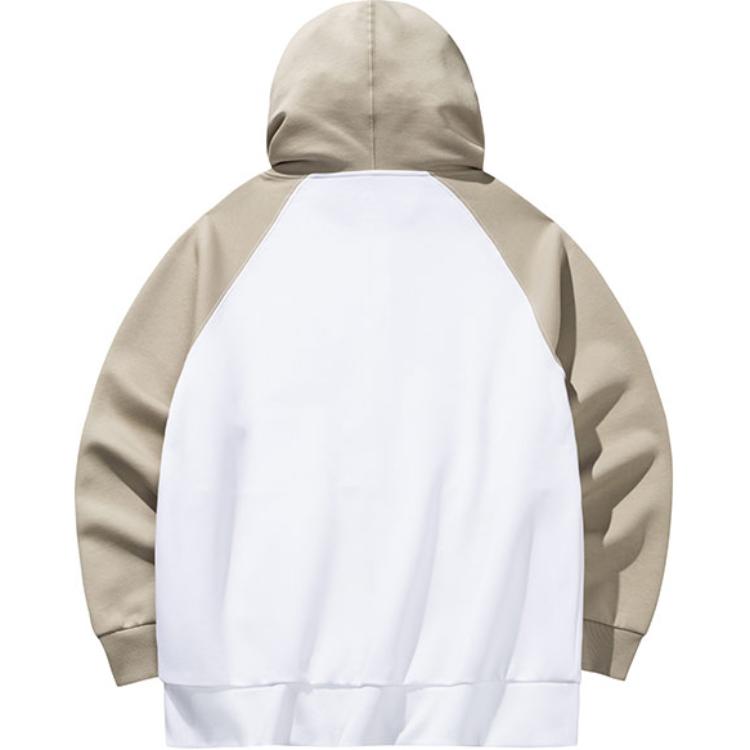 Anta Life Series Letter Loose Hooded Zip Long Sleeve Hooded Hoody Shirt Men Sweatshirt Snow-White 152438711-1