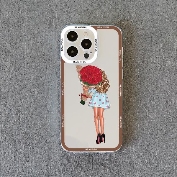 Прозрачный Чехол с Рисунком Городская Девушка для Макияжа для iPhone 14 X XR XS 15 13 12 11 Pro Max Рисованная Девушка Чехол для iPhone 7 8 Plus SE2