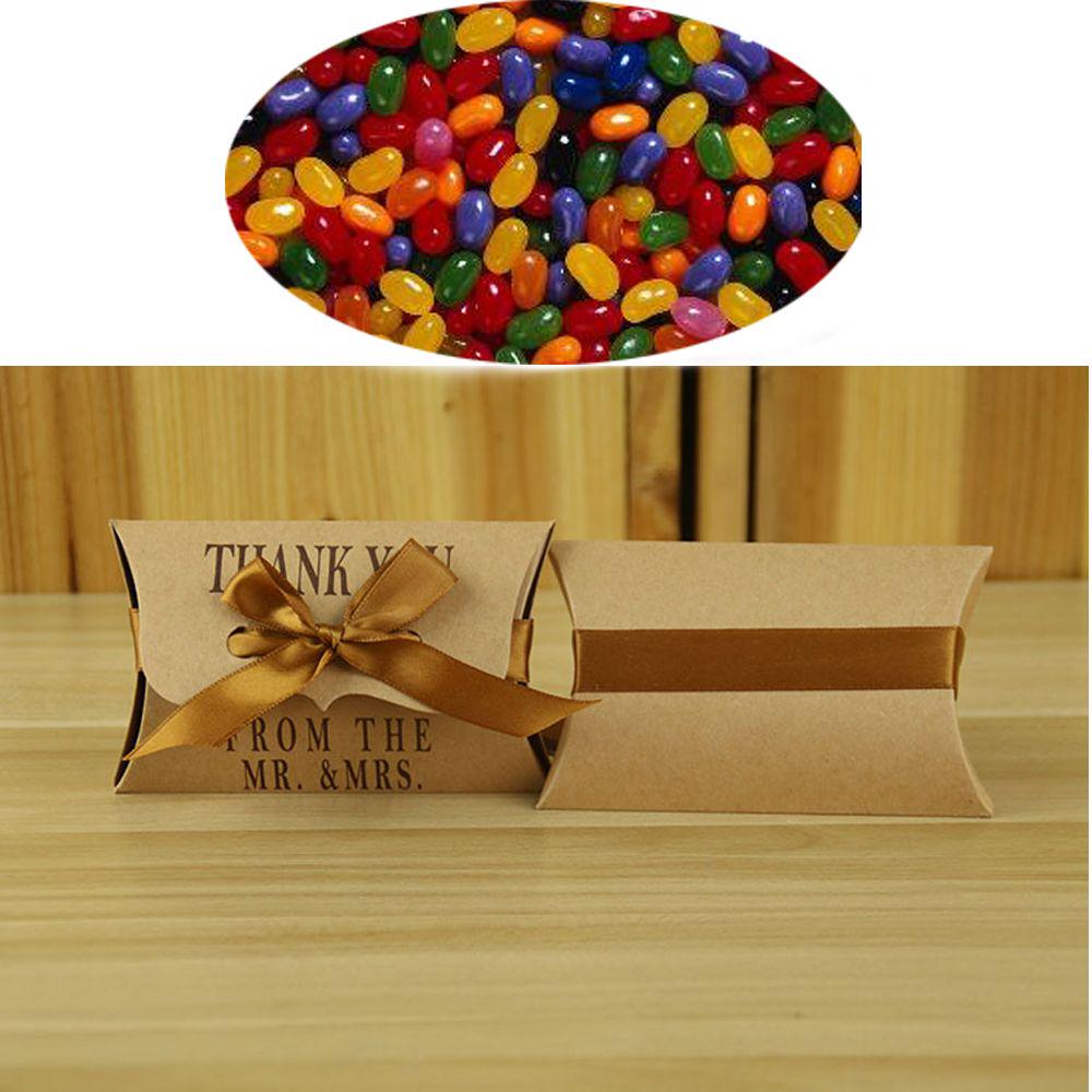 50 PCS Party Supplies Hot Classic Kraft Paper Pillow Shape Candy Box Gift