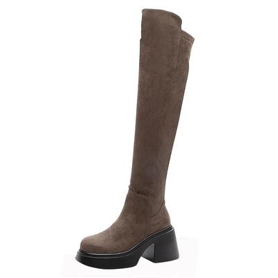 Модные высококачественные 8 см эластичные синтетические женские осенние дышащие туфли на платформе и танкетке, модные зимние ботинки без застежек Over-the-keen