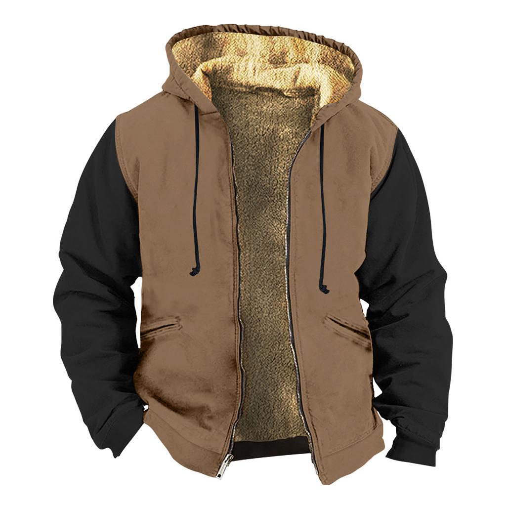 Men's Solid Color Jacket Men's Spring And Autumn Casual Trend Zipper Hooded Jacket