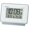 Seiko Clock SQ767W White Digital Alarm Clock with and Humidity Display Radio-Controlled 2-Channel Alarm, Calendar, Temperature,