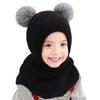 Детская шапка-ушанка для маленьких мальчиков и девочек, зимняя теплая вязаная шапка, шарф
