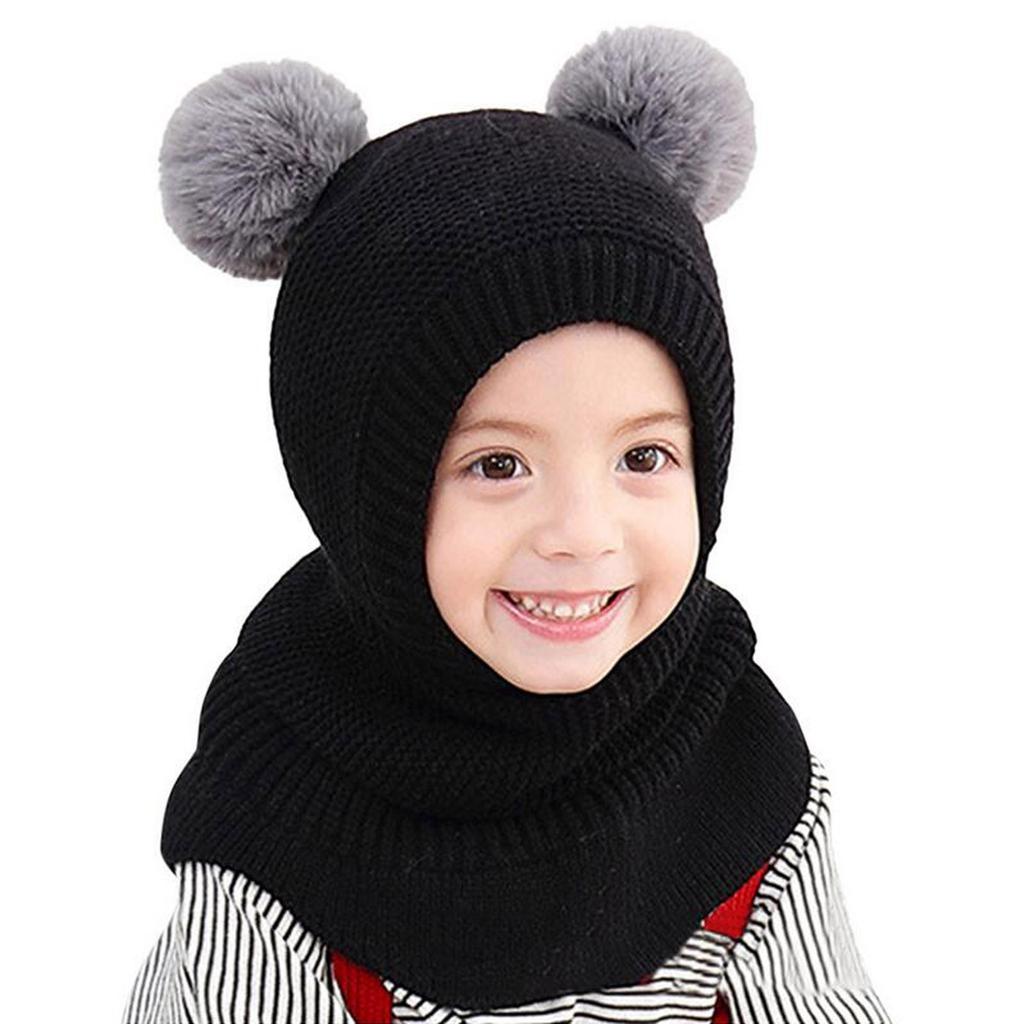 Детская шапка-ушанка для маленьких мальчиков и девочек, зимняя теплая вязаная шапка, шарф