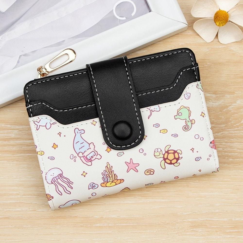 Portable PU Leather Bifold Purse Zipper Soft Woman Wallet Storage Multi-card Slot Short Card Bag Travel