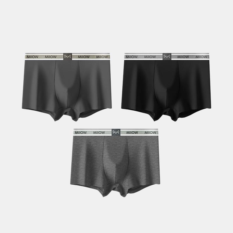 MiiOW 3Pcs Men's Underwear Graphene Antibacterial Underwear Soft and Comfortable Cotton Underwear Flat Corner Underwear L-5XL