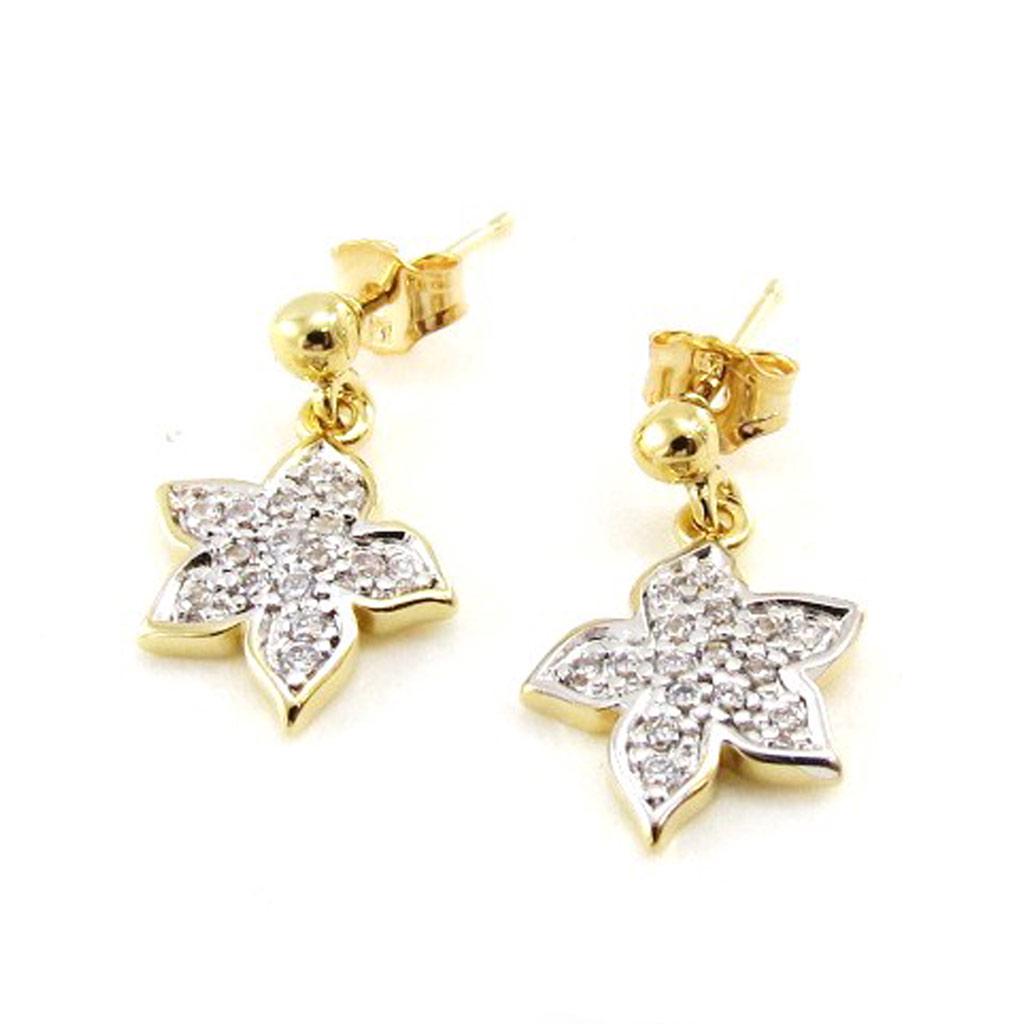 Les Trésors De Lily [I9772] - Позолоченные серьги «Флора» из белого золота - 18x10 мм