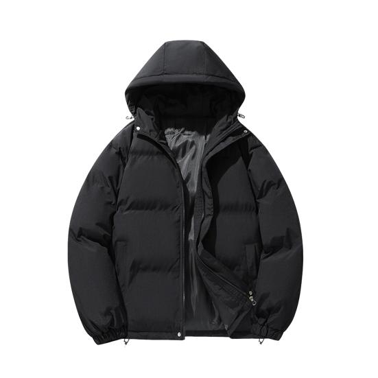 Мужское хлопковое пальто с капюшоном, длинным рукавом и застежкой-молнией, зимняя стеганая куртка, однотонная