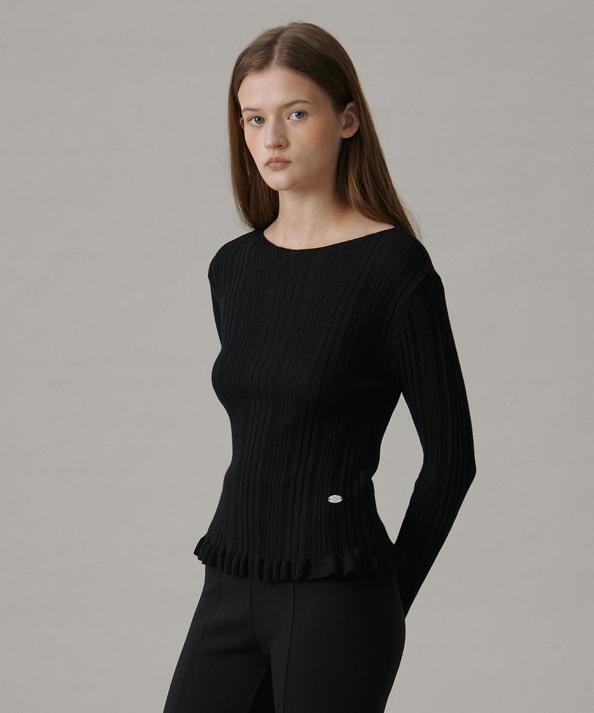 TTUDEMENT Boatneck Rib Knit_Black