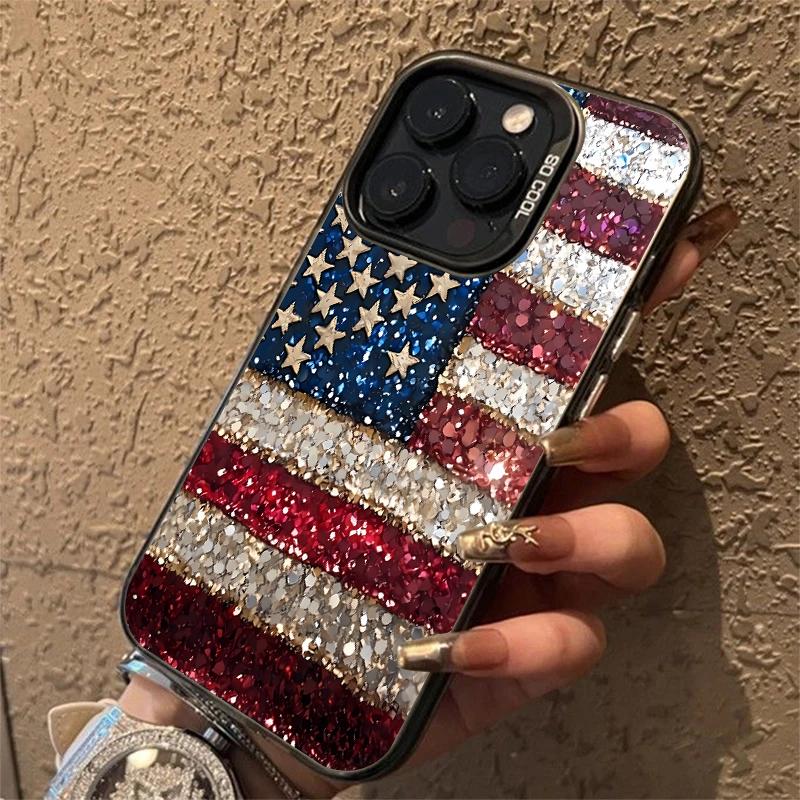 Дизайн в стиле американского флага IMD Чехол для телефона Для iPhone 17 16 Pro Max 15 Plus 14 13 12 11 17Air 16E XS X XR Ударопрочный Жесткий чехол