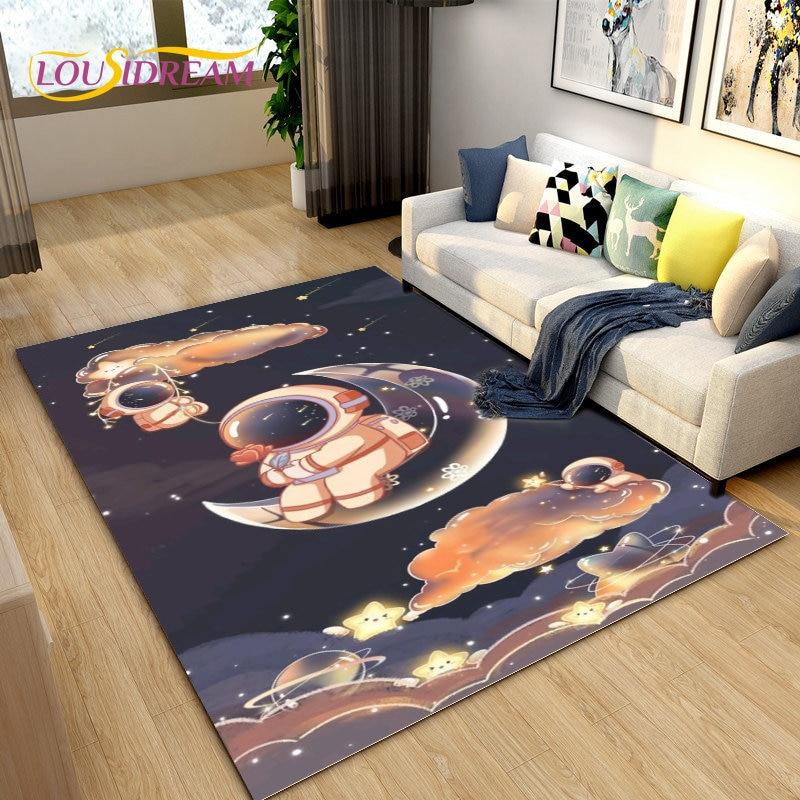 Коврик с рисунком астронавта в космосе, ковер для гостиной, украшение детской комнаты, мягкий нескользящий напольный коврик для детей