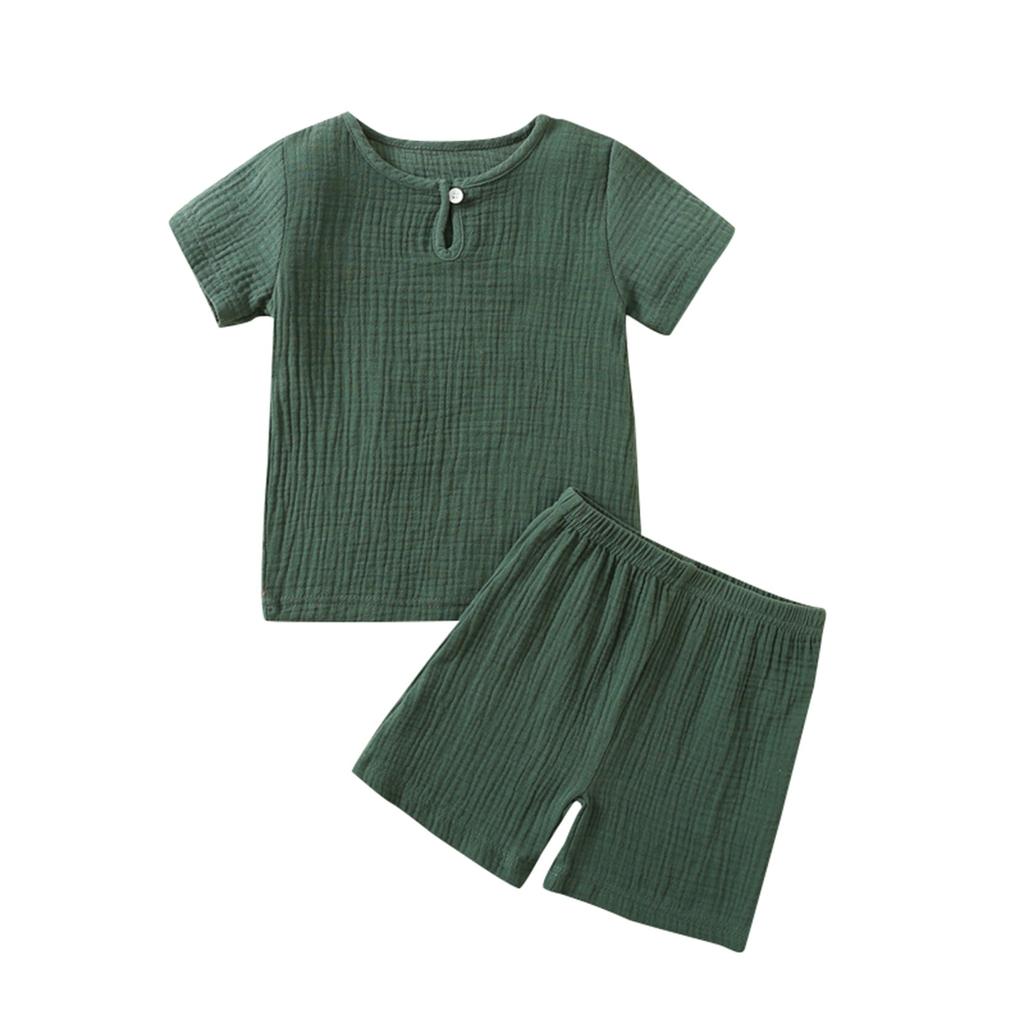Children's Summer Set Thin Double Baby Two-piece Conditioning Cute Home Wear