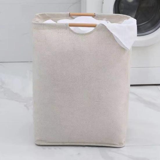 Yousheng Laundry Hamper Storage Basket with Bamboo Handle Foldable Design Large Capacity Waterproof Fabric Clothes Hamper Laundry Basket
