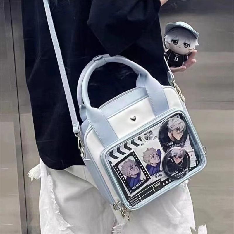 Sweet Cute Shoulder Bag Women Kawaii Japanese Clear Anime Ita Bag Ladies Leather  Leather Square Large Capacity Crossbody Bag