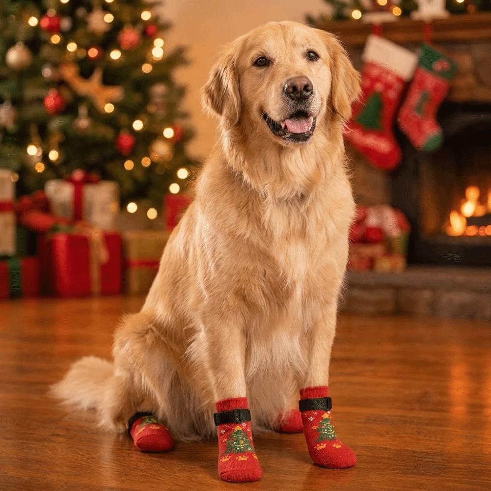 Warm Non Slip Dog Socks Breathable Paws Protectors Pet Boots Christmas Dog Socks  Indoor Socks